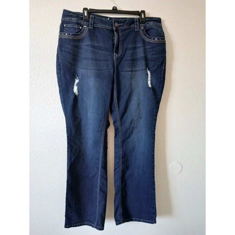 Womens Lane Bryant Slim Boot Stretch Jeans Size 18 Blue Western Rodeo